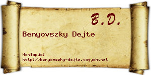 Benyovszky Dejte névjegykártya